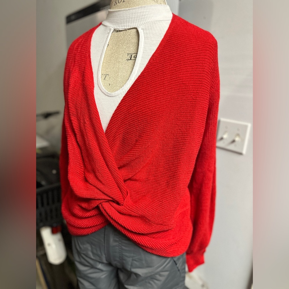 INC International Concepts Red V-Neck Sweater